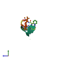 PDB entry 1pfe coloured by chain, side view.