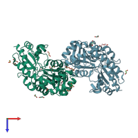 PDB entry 1pff coloured by chain, top view.