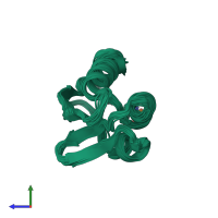 PDB entry 1pfh coloured by chain, ensemble of 20 models, side view.