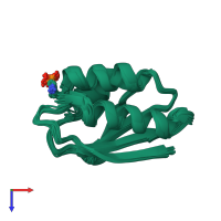 PDB entry 1pfh coloured by chain, ensemble of 20 models, top view.