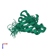 PDB entry 1pfj coloured by chain, ensemble of 19 models, top view.