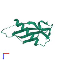 PDB entry 1pfp coloured by chain, top view.