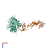 PDB entry 1pfx coloured by chain, top view.