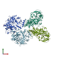 PDB entry 1pfz coloured by chain, front view.