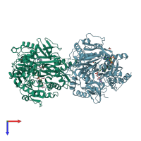 PDB entry 1pg3 coloured by chain, top view.