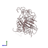 PDB entry 1pgi coloured by chain, side view.