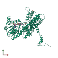 PDB entry 1pgo coloured by chain, front view.