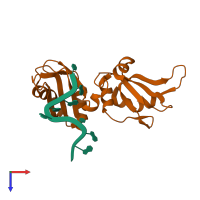 PDB entry 1pgz coloured by chain, top view.