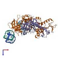 PDB entry 1ph1 coloured by chain, top view.