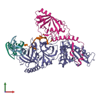 PDB entry 1ph2 coloured by chain, front view.