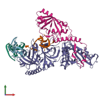 PDB entry 1ph3 coloured by chain, front view.