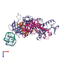 PDB entry 1ph3 coloured by chain, top view.