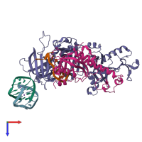 PDB entry 1ph5 coloured by chain, top view.