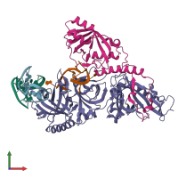 PDB entry 1ph8 coloured by chain, front view.