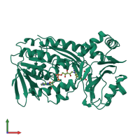 PDB entry 1phh coloured by chain, front view.