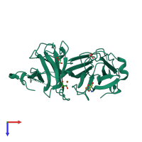 PDB entry 1phm coloured by chain, top view.