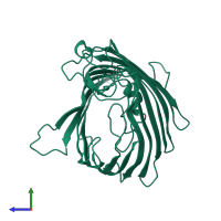 PDB entry 1pho coloured by chain, side view.