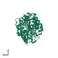 PDB entry 1php coloured by chain, side view.