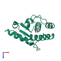 PDB entry 1phr coloured by chain, top view.