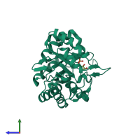 PDB entry 1phw coloured by chain, side view.