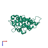 PDB entry 1pi1 coloured by chain, top view.