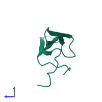 PDB entry 1pi2 coloured by chain, side view.