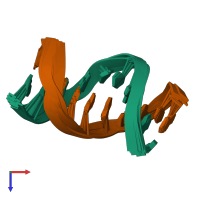 PDB entry 1pib coloured by chain, ensemble of 16 models, top view.