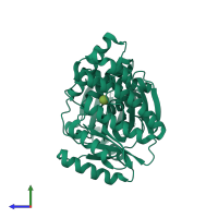 PDB entry 1pie coloured by chain, side view.