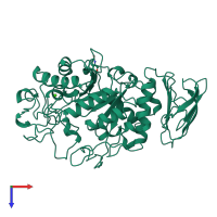 Monomeric assembly 1 of PDB entry 1pif coloured by chemically distinct molecules, top view.