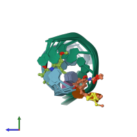 PDB entry 1pik coloured by chain, ensemble of 4 models, side view.