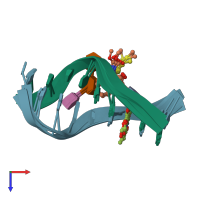 PDB entry 1pik coloured by chain, ensemble of 4 models, top view.
