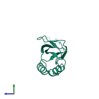 PDB entry 1pil coloured by chain, side view.