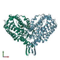 PDB entry 1pim coloured by chain, front view.