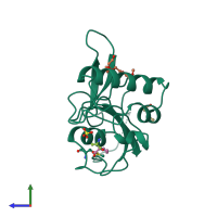 PDB entry 1pin coloured by chain, side view.