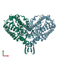 PDB entry 1piu coloured by chain, front view.