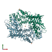 PDB entry 1pix coloured by chain, front view.