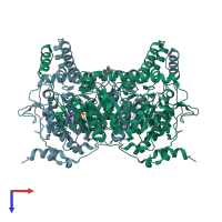 PDB entry 1pix coloured by chain, top view.