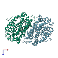 PDB entry 1piz coloured by chain, top view.