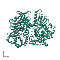 PDB entry 1pj5 coloured by chain, front view.