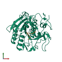 PDB entry 1pj8 coloured by chain, front view.