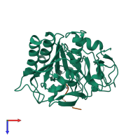 PDB entry 1pj8 coloured by chain, top view.