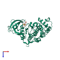 PDB entry 1pjk coloured by chain, top view.