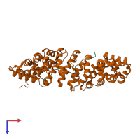 PDB entry 1pjn coloured by chain, top view.