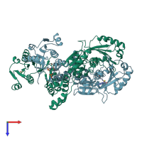 PDB entry 1pjq coloured by chain, top view.