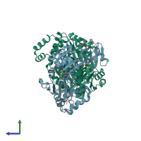 PDB entry 1pjs coloured by chain, side view.