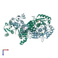 PDB entry 1pjt coloured by chain, top view.