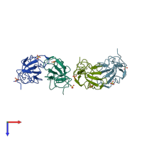 PDB entry 1pju coloured by chain, top view.