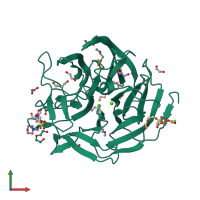 PDB entry 1pjx coloured by chain, front view.