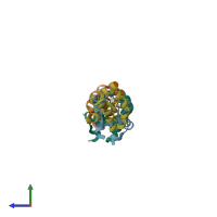 PDB entry 1pk1 coloured by chain, side view.