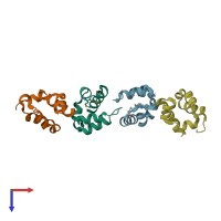 PDB entry 1pk1 coloured by chain, top view.